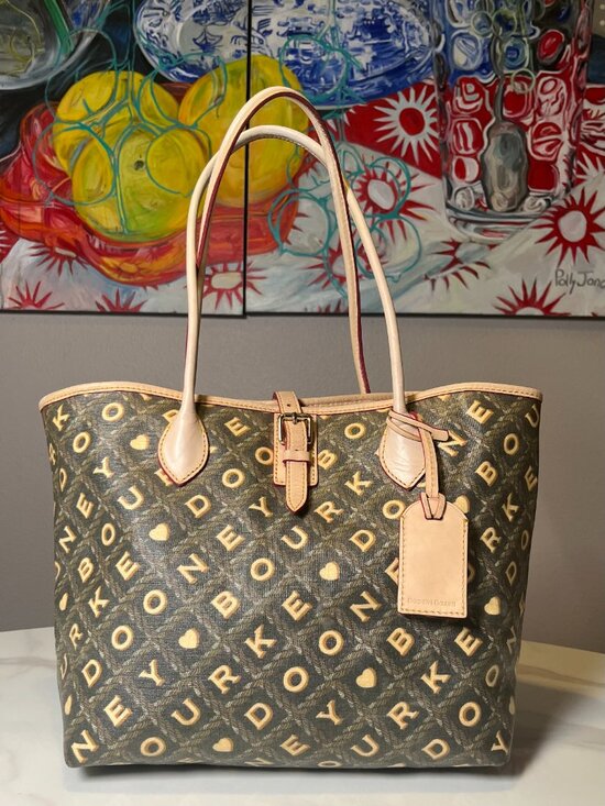 Dooney & Bourke Handbags - Dooney & Bourke Signature Heart Y2K Canvas Leather Tote